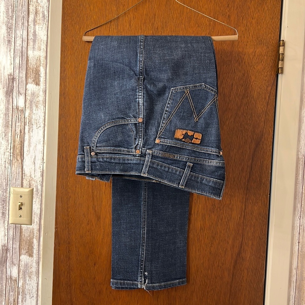 2 pairs Wrangler jeans slim straight retro 31x34 heavy starched